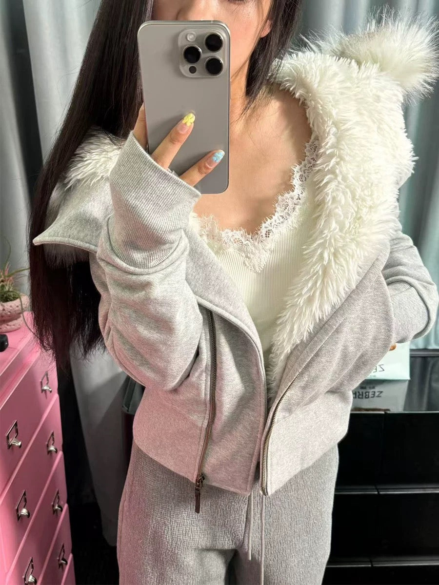 Grey Snowhaven Fur Hoodie