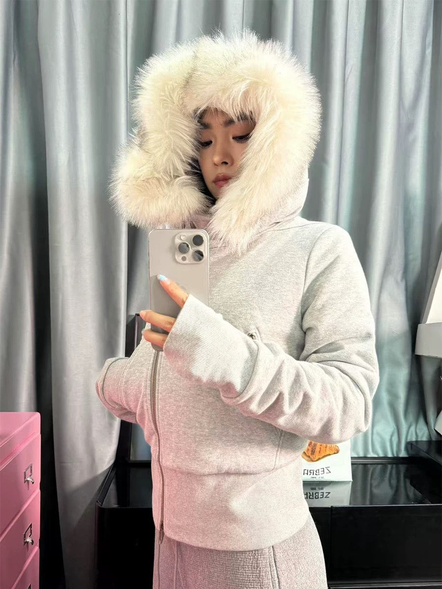 Grey Snowhaven Fur Hoodie