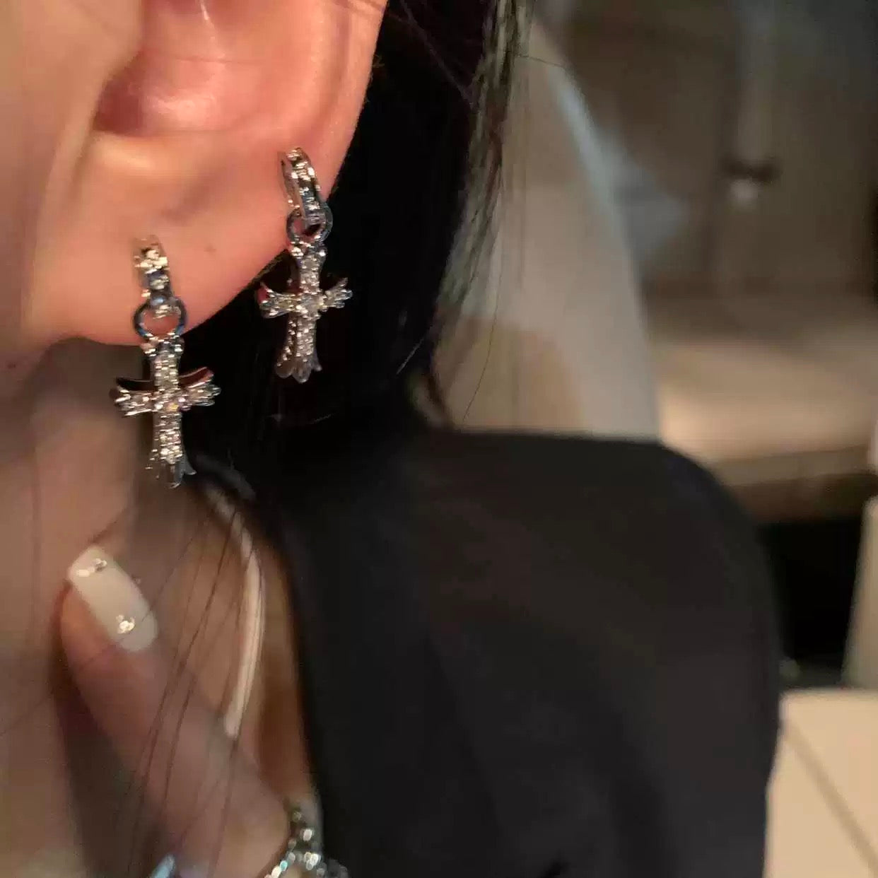 Celestial cross earrings