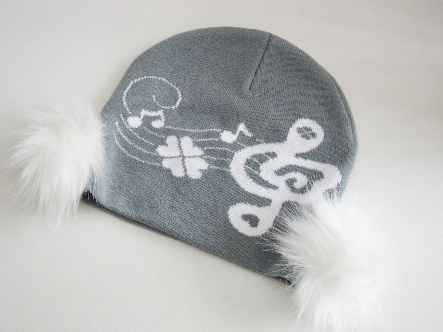 Grey and white Harmonic beanie