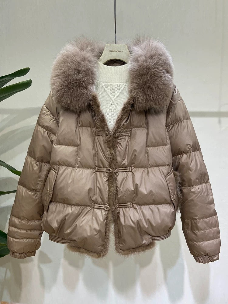 Taupe luxe puffer jacket