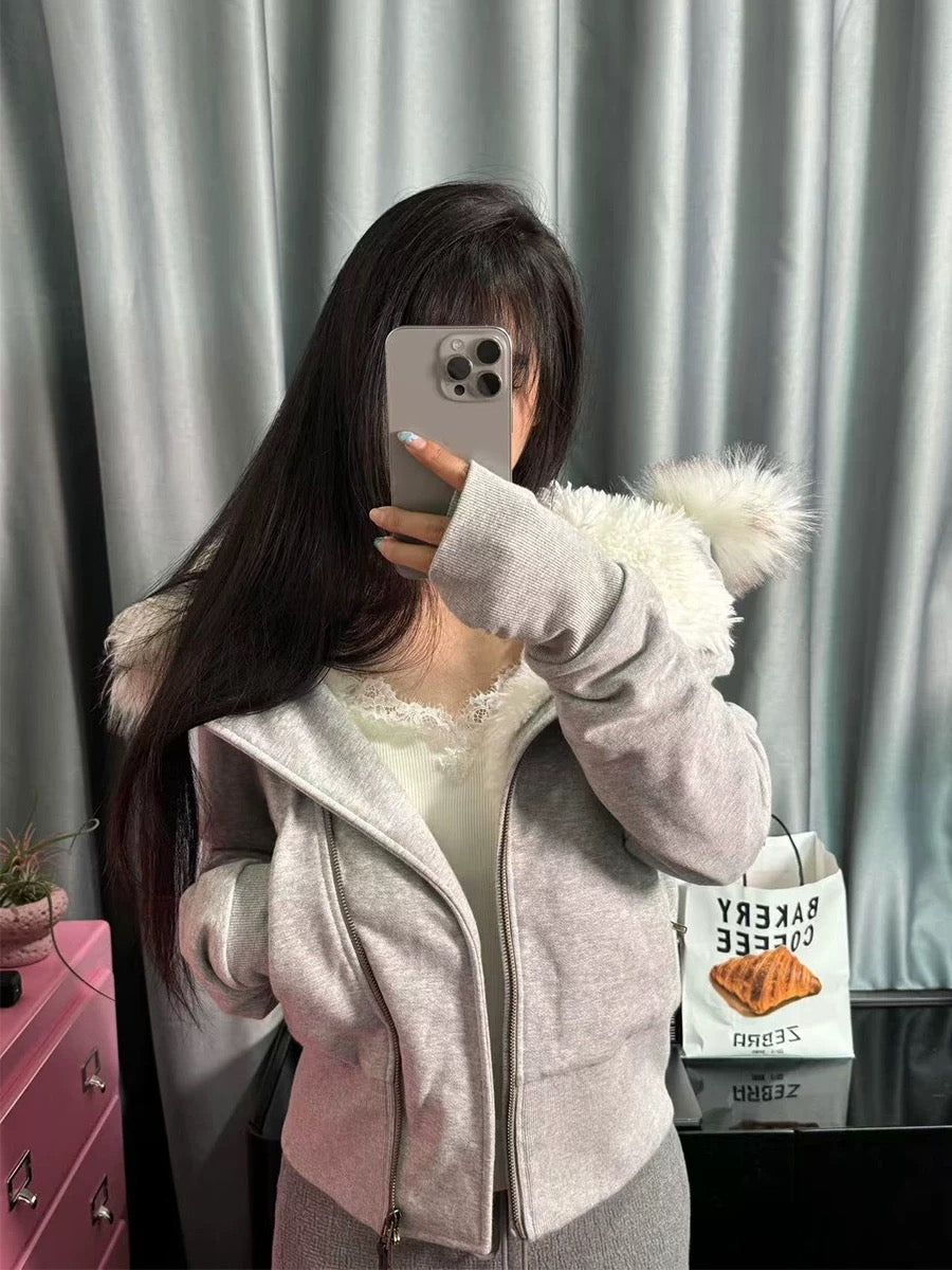 Grey Snowhaven Fur Hoodie