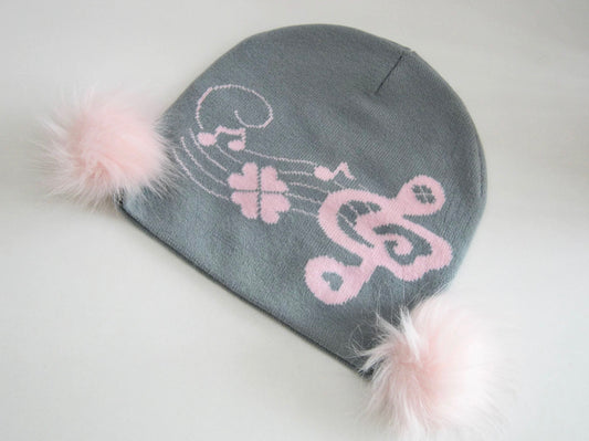 Grey and pink Harmonic beanie